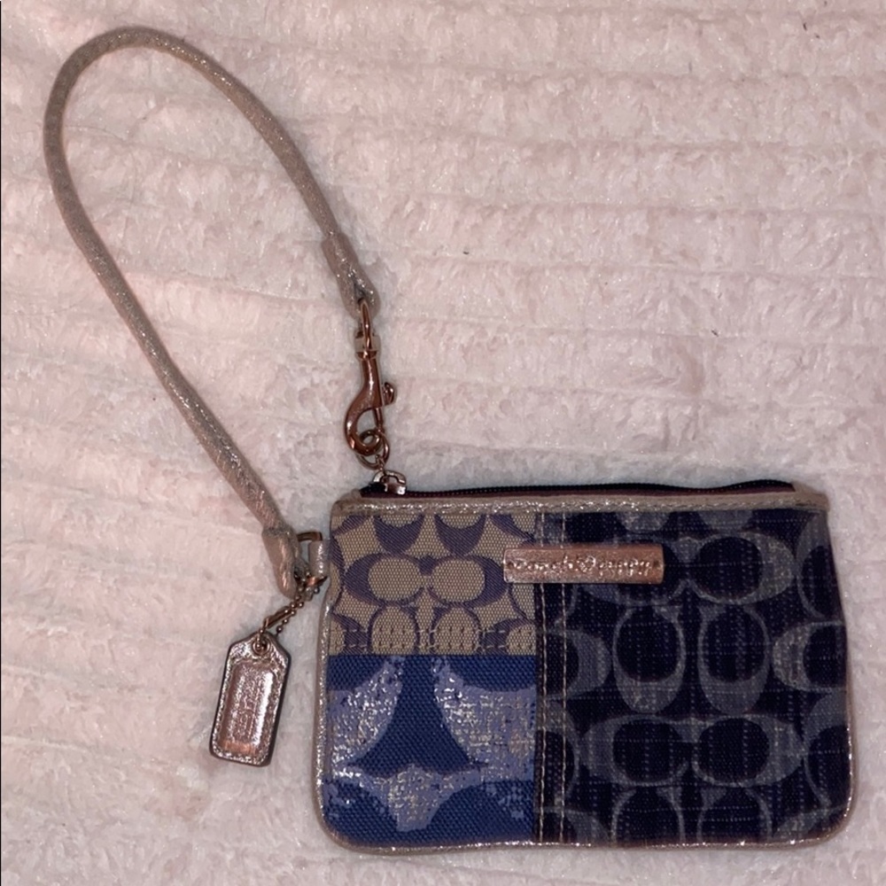 Coach Poppy Denim Wristlet